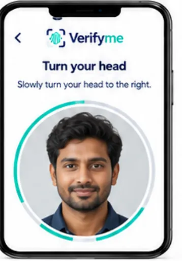 Verifyme face guide on a phone: turn your head