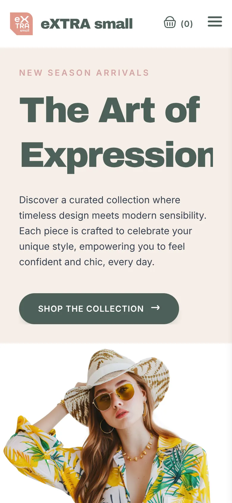 Extra small clothing store on mobile