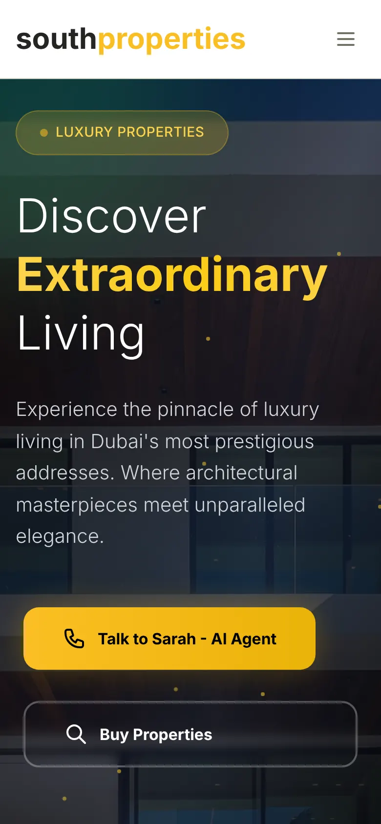 South Properties website on mobile
