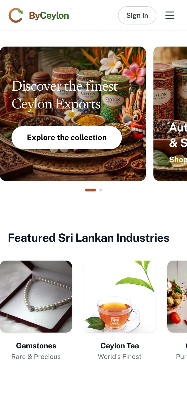 ByCeylon marketplace on mobile