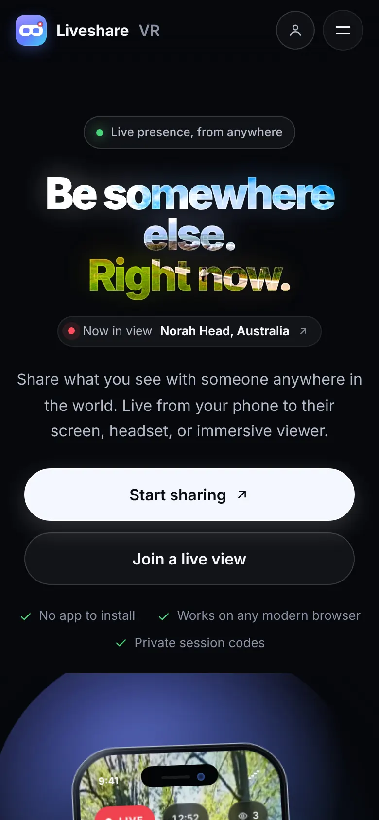 Liveshare VR on mobile